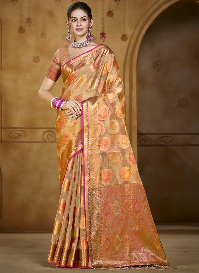 Organza Golden Festival Wear Weaving Saree